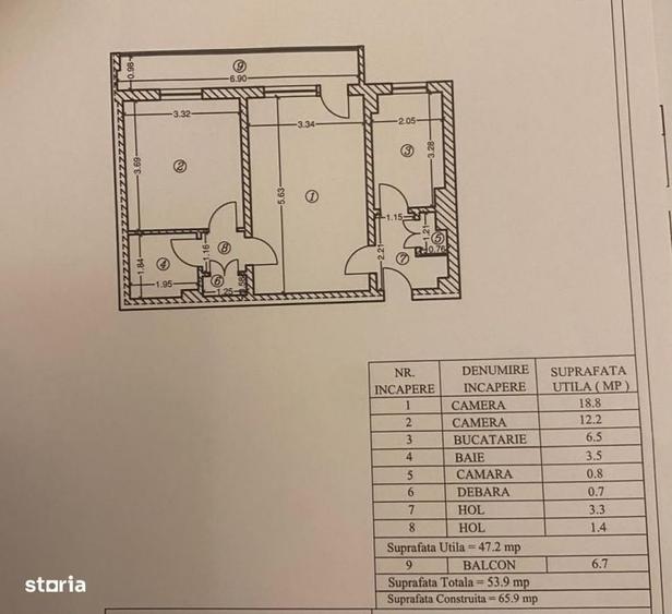 Apartament cu 2 camere semidecomandat în Nord