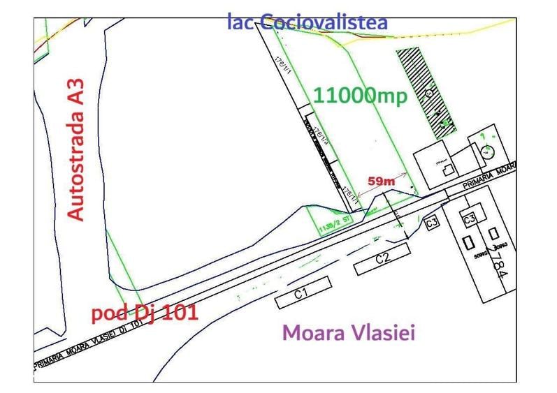 Teren comercial 11200 mp, acces sens giratoriu intersectie A3- Dj 100 - 1
