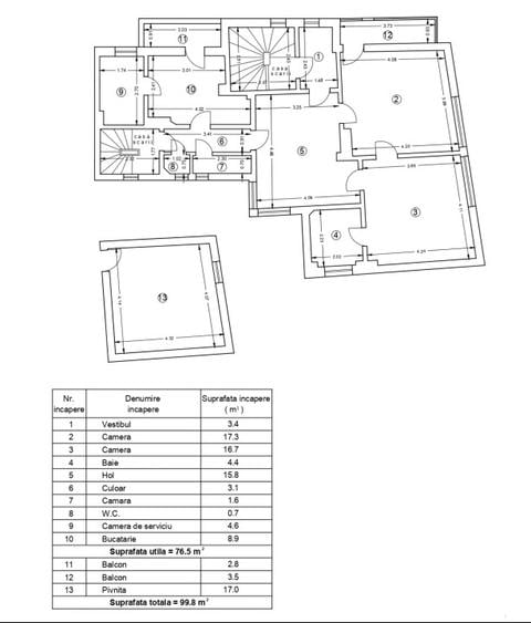 Apartament cu 3 camere semidecomandat în Domenii
