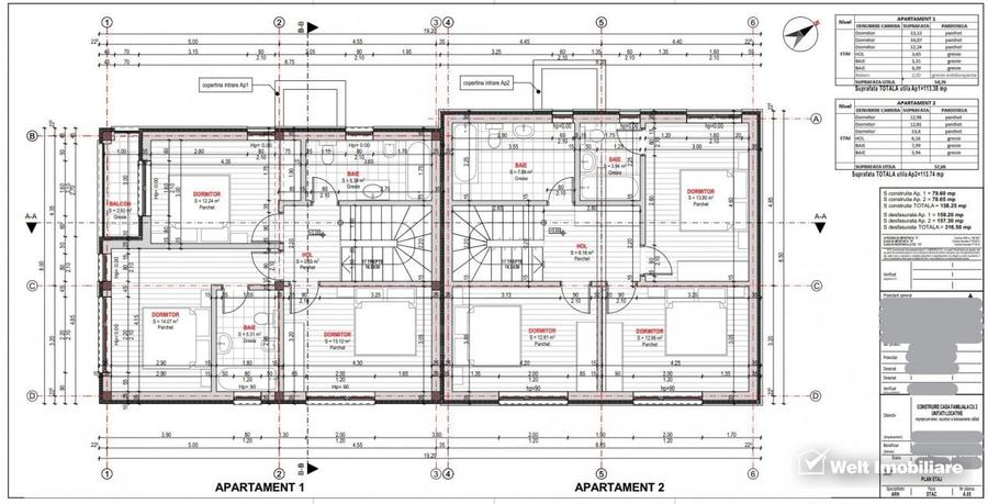 Duplex in complex, semifinisat, Chinteni, 4 dormitoare, 3 bai - 8