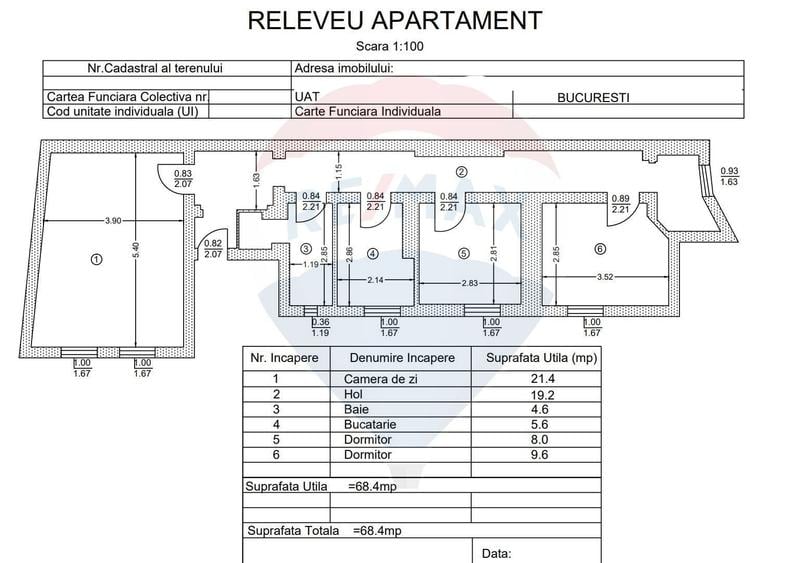 Apartament cu 3 camere decomandat în Cișmigiu