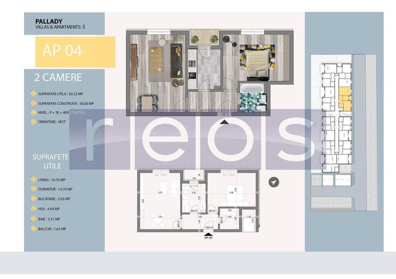 Apartament cu 2 camere decomandat în 1 Decembrie 1918