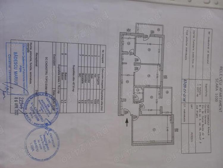 Apartament cu 3 camere decomandat în Central