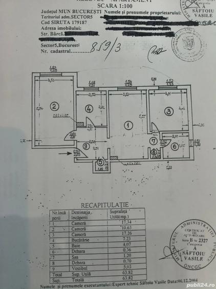 Apartament cu 3 camere decomandat în Central