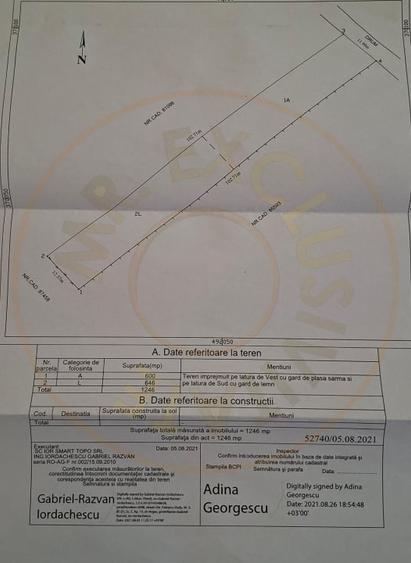 Teren Construcții intravilan de 1246 mp, în Bradu