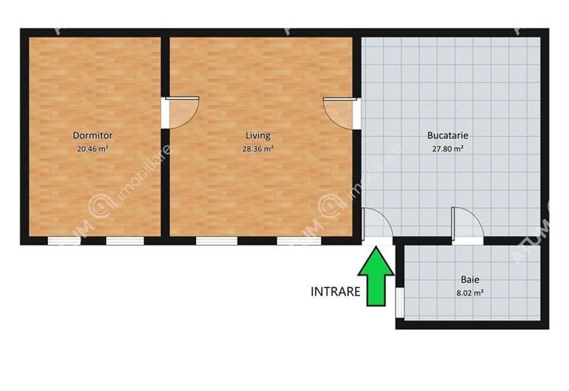 Apartament cu 3 camere semidecomandat, mobilat în Piața Cluj