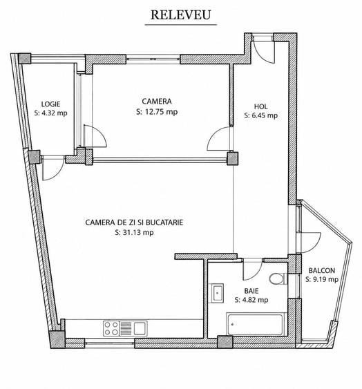 Apartament nou cu 2 camere, 55mp, etaj 1, finisat modern, cu parcare, in Centru - 1