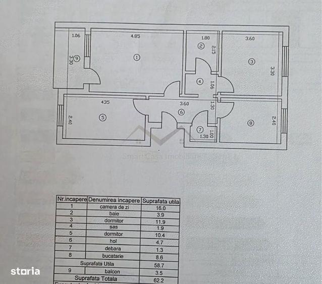 Apartament cu 3 camere decomandat în Tătărași