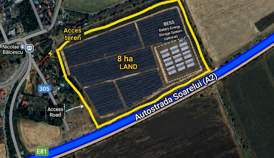 Teren Construcții extravilan de 80000 mp, în Nicolae Bălcescu