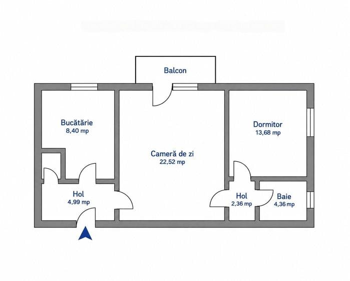 Apartament cu 2 camere semidecomandat în Satu Nou