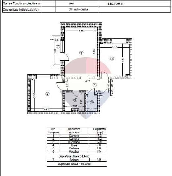 Apartament cu 2 camere în Mărgeanului