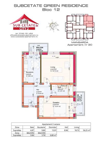 Apartament cu 2 camere decomandat în Sânpetru