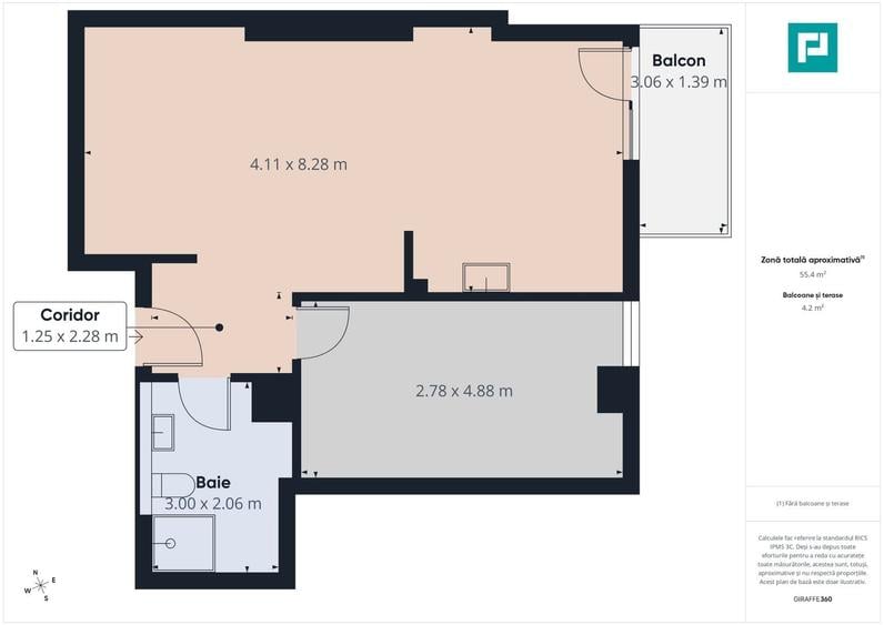 Apartament cu 2 camere semidecomandat în Tipografilor