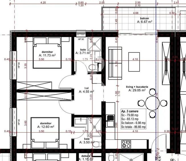 Apartament cu 3 camere decomandat în Dealuri Oradea