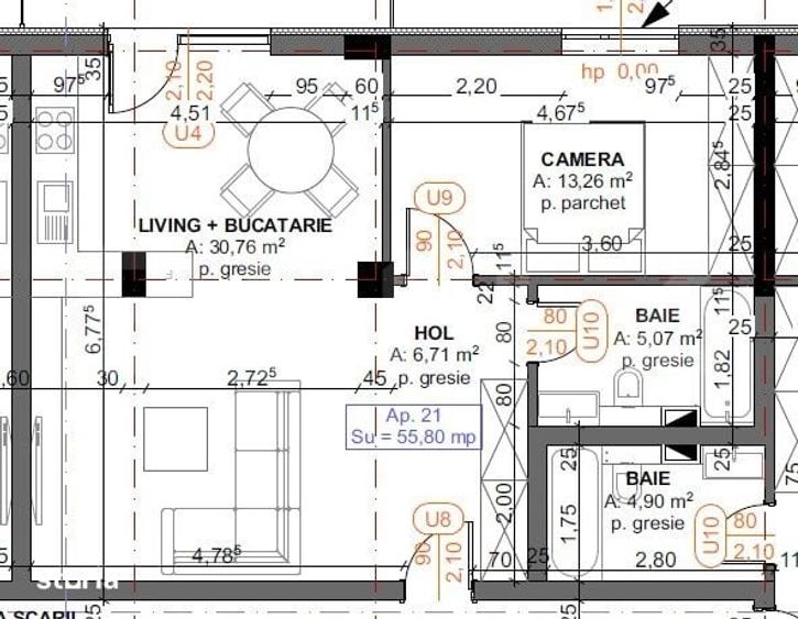 Apartament cu 2 camere semidecomandat în Central — fotografia 1