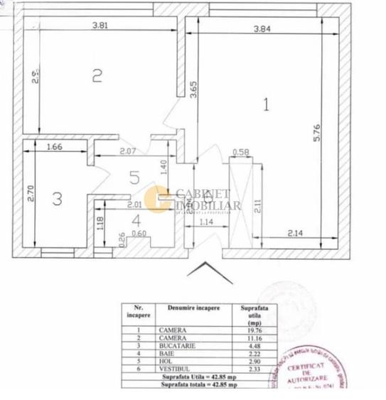 Apartament cu 2 camere decomandat, mobilat în Sala Palatului