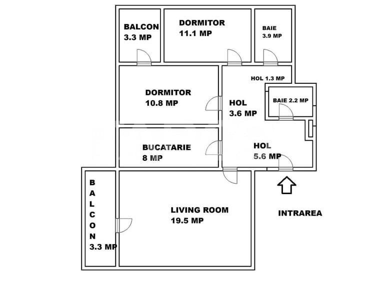Apartament cu 3 camere decomandat în Sub Arini