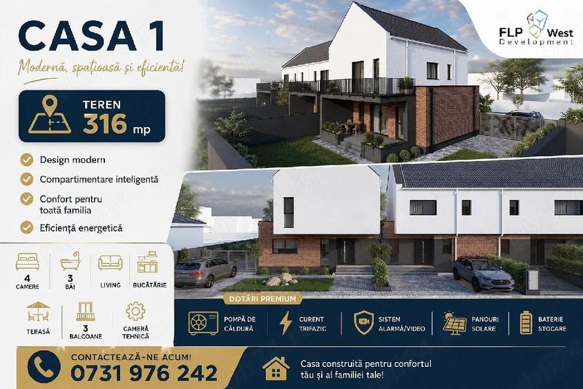 Casă cu 4 camere cu Teren 316 Mp în Săcălaz