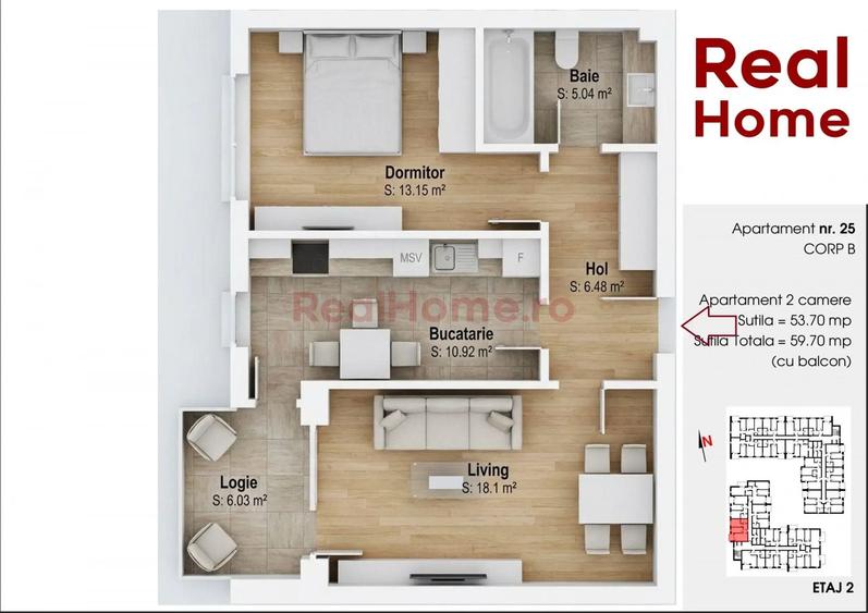 Apartament cu 2 camere decomandat în Theodor Pallady