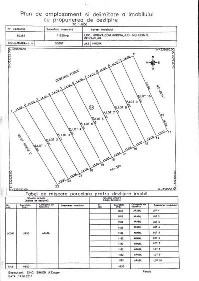 Teren Construcții intravilan de 1182 mp, în Hinova