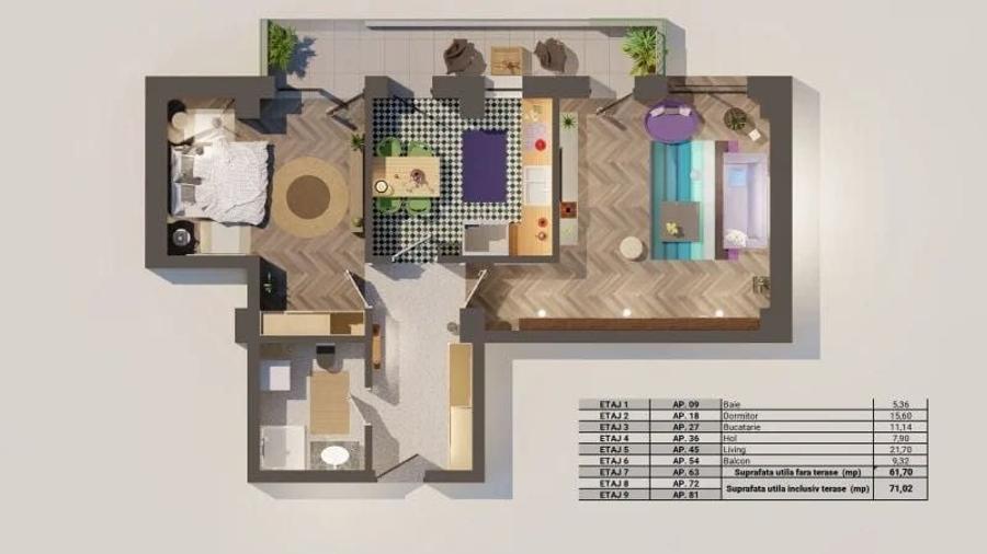 Apartament cu 2 camere decomandat în Exterior Vest