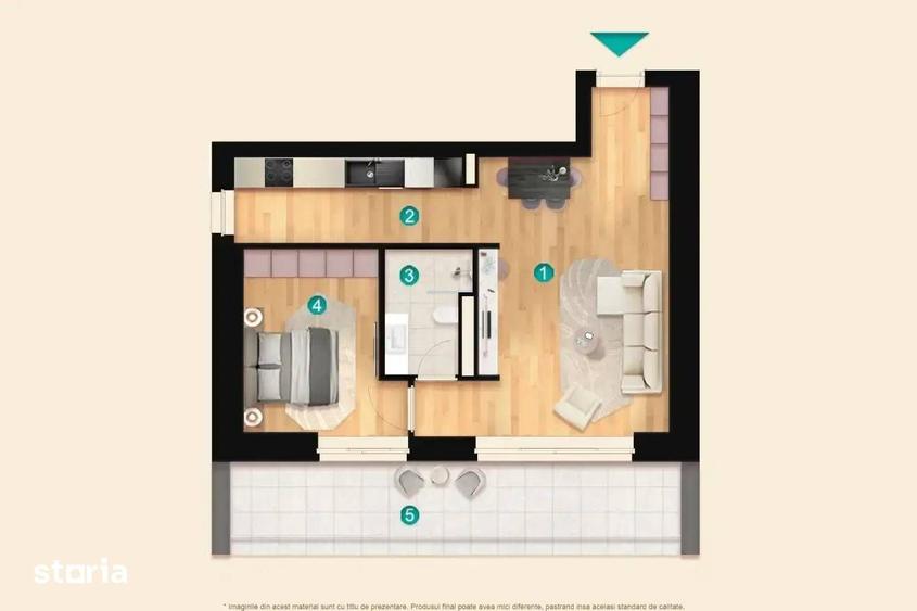 Apartament cu 2 camere semidecomandat în Sud — fotografia 3