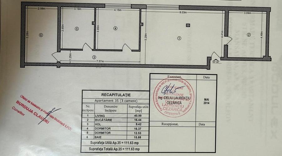 Apartament cu 3 camere semidecomandat în Central