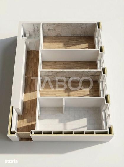 Apartament cu 3 camere decomandat în Turnișor
