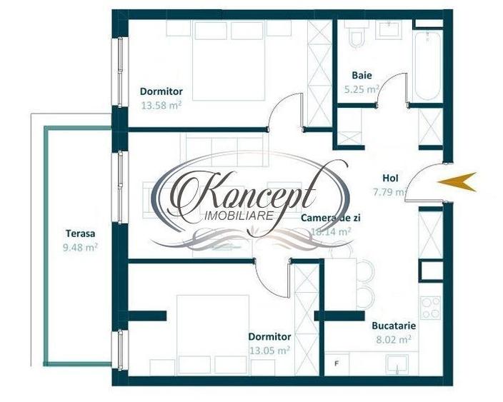 Apartament cu 3 camere în Între Lacuri