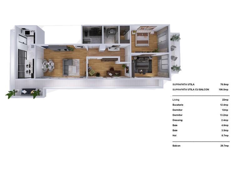 Apartament cu 2 camere decomandat în Palazu Mare