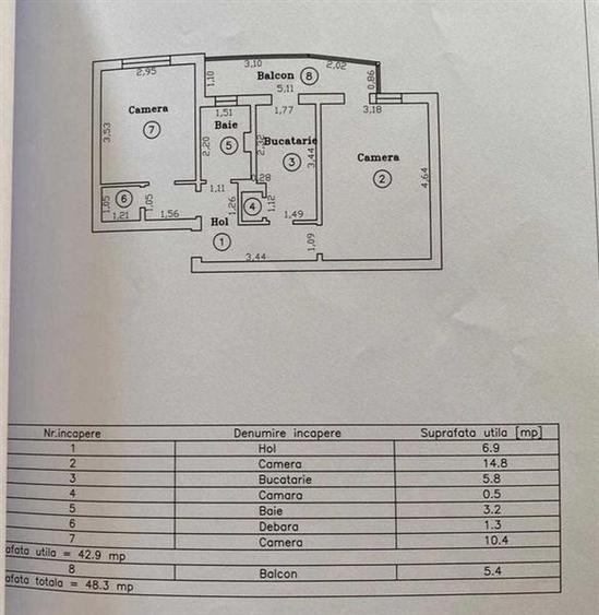Apartament cu 2 camere decomandat, mobilat în Tractorul