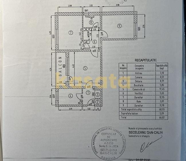 Apartament cu 3 camere semidecomandat, mobilat în Obor