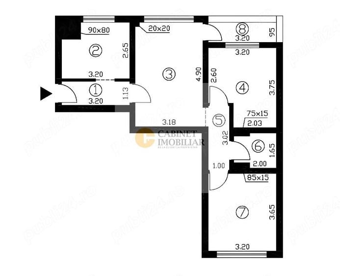 Apartament cu 3 camere decomandat, mobilat în Constructorilor