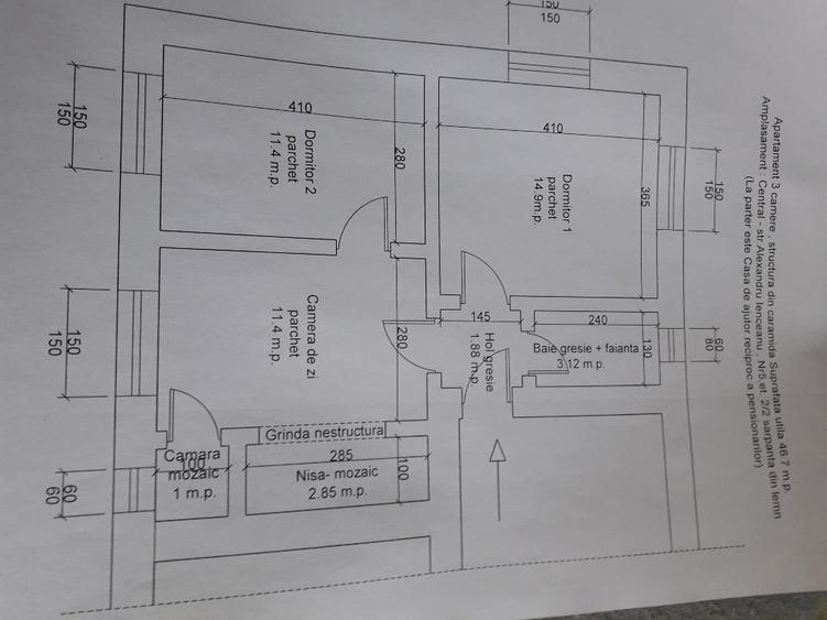 Apartament cu 3 camere decomandat în Central