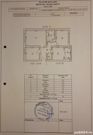 Apartament cu 3 camere decomandat în Central