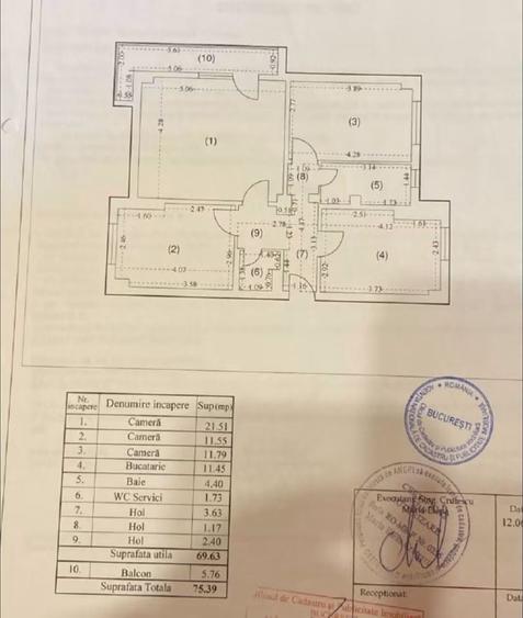 Apartament cu 3 camere decomandat în Crângași
