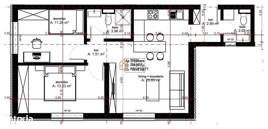 Apartament cu 3 camere în Central