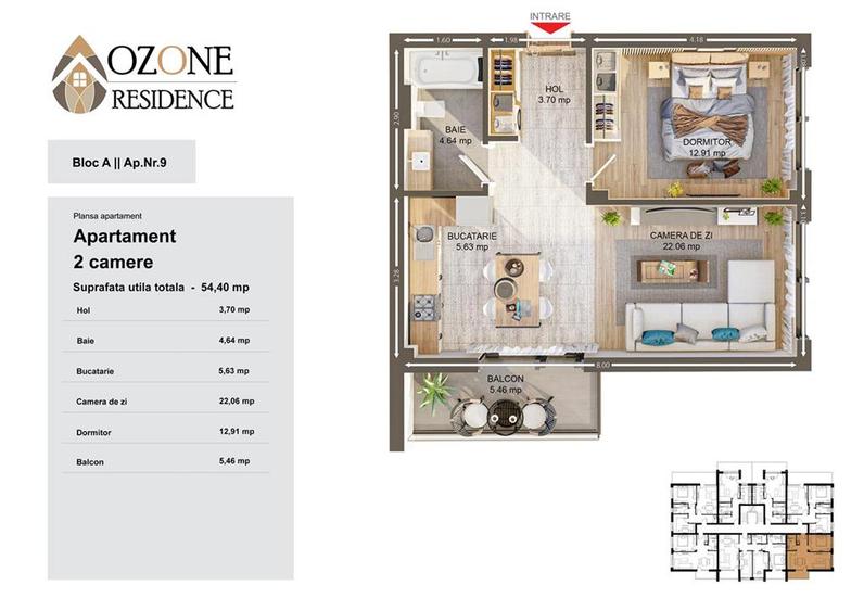 Apartament cu 2 camere decomandat în Nord