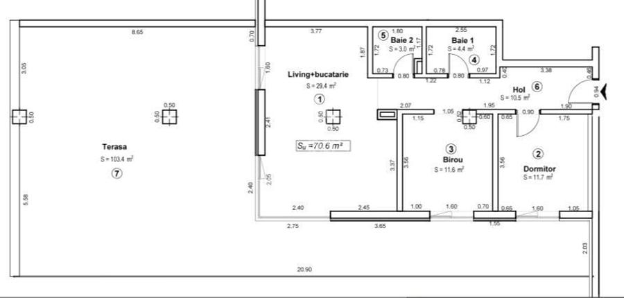 Apartament cu 3 camere semidecomandat în Torontalului