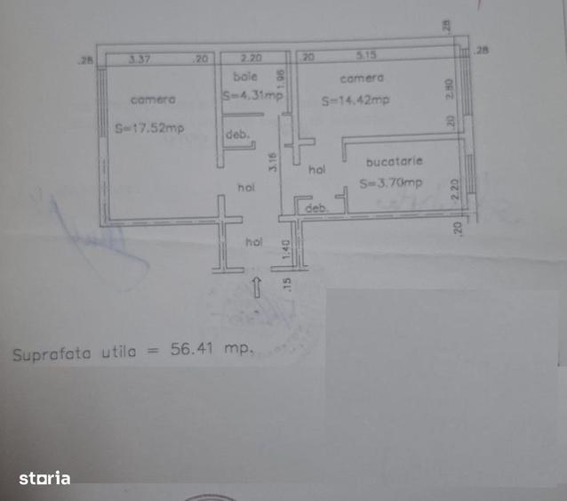 Apartament cu 2 camere decomandat în Central