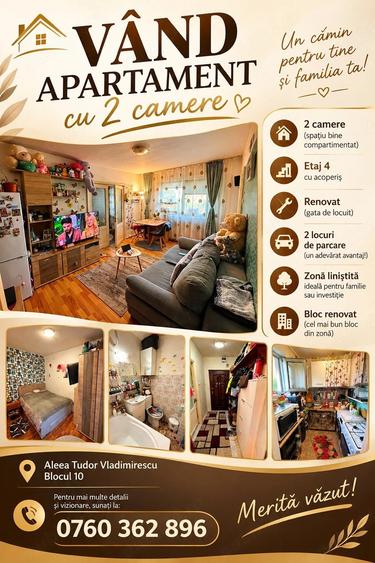 Apartament cu 2 camere semidecomandat în Central