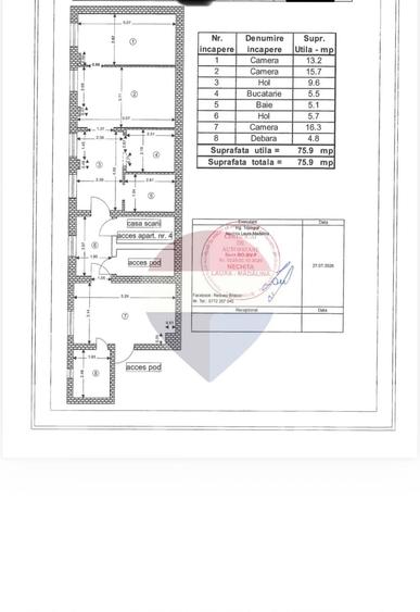 Apartament cu 3 camere în Centrul Istoric