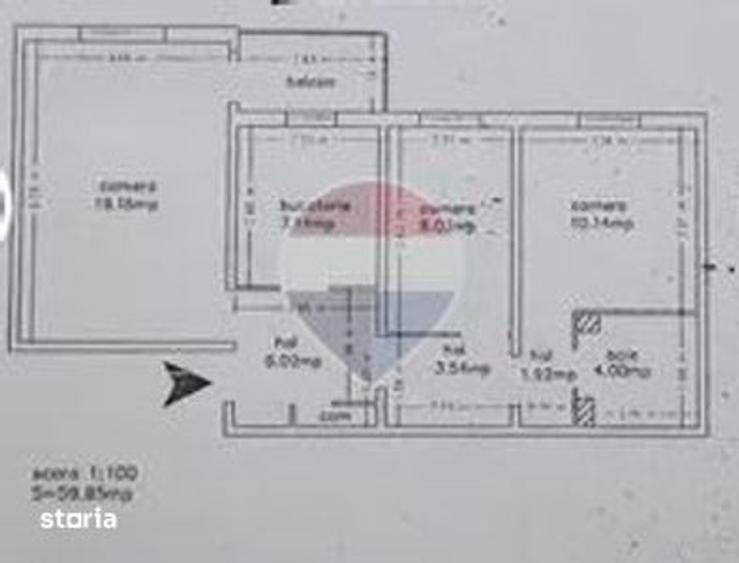 Apartament cu 3 camere în Podu Roș