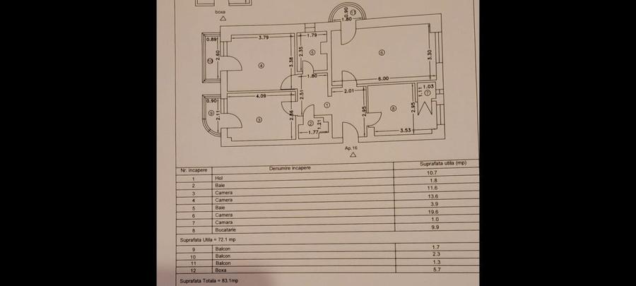 Apartament cu 3 camere decomandat în Stadion