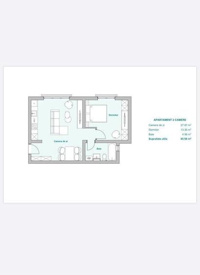 Apartament cu 2 camere în Plopi
