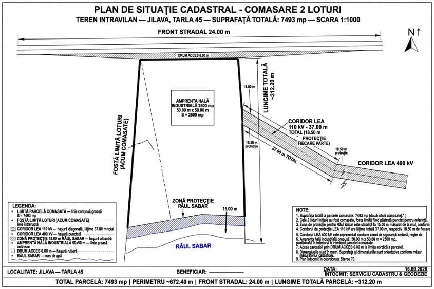 Teren Construcții intravilan de 7493 mp, în Jilava