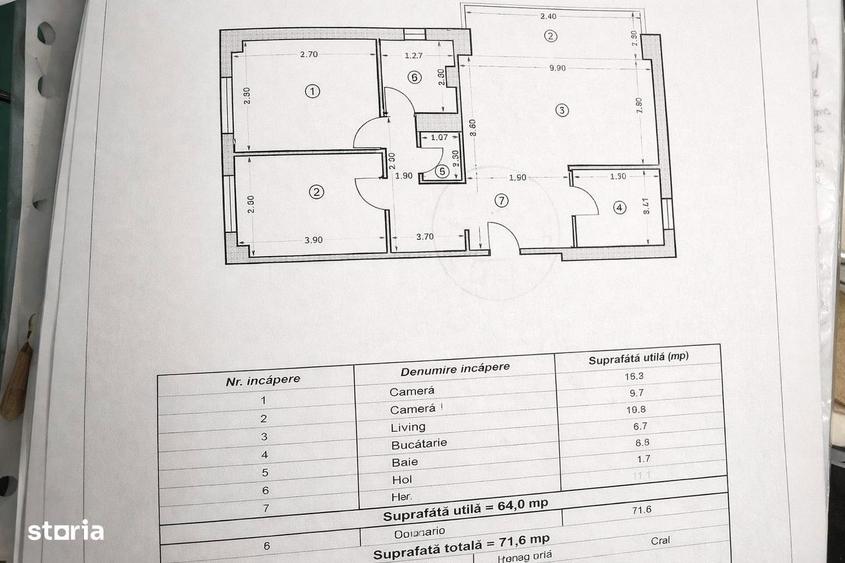 Apartament cu 2 camere decomandat, mobilat în Sud
