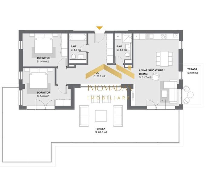 Apartament cu 3 camere decomandat în Aradului