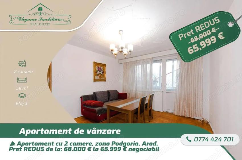 Apartament cu 2 camere semidecomandat, mobilat în Podgoria