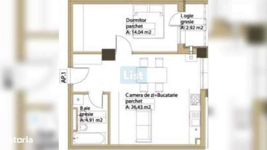 Apartament cu 2 camere în Est